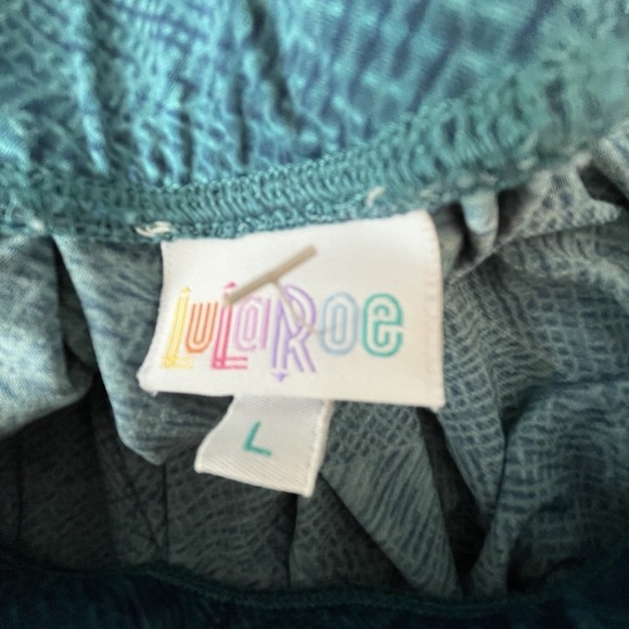 LulaRoe Skirt Size L Blue Pull On W/pockets Boho Classic A-Line Lightweight - Picture 5 of 8